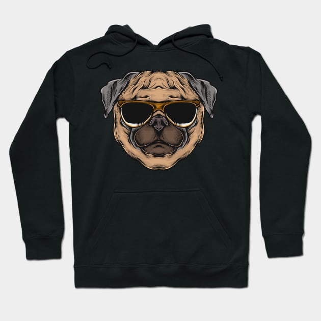 Cool Pug Hipster Puppy Dog Lovers Gift Hoodie by Foxxy Merch
